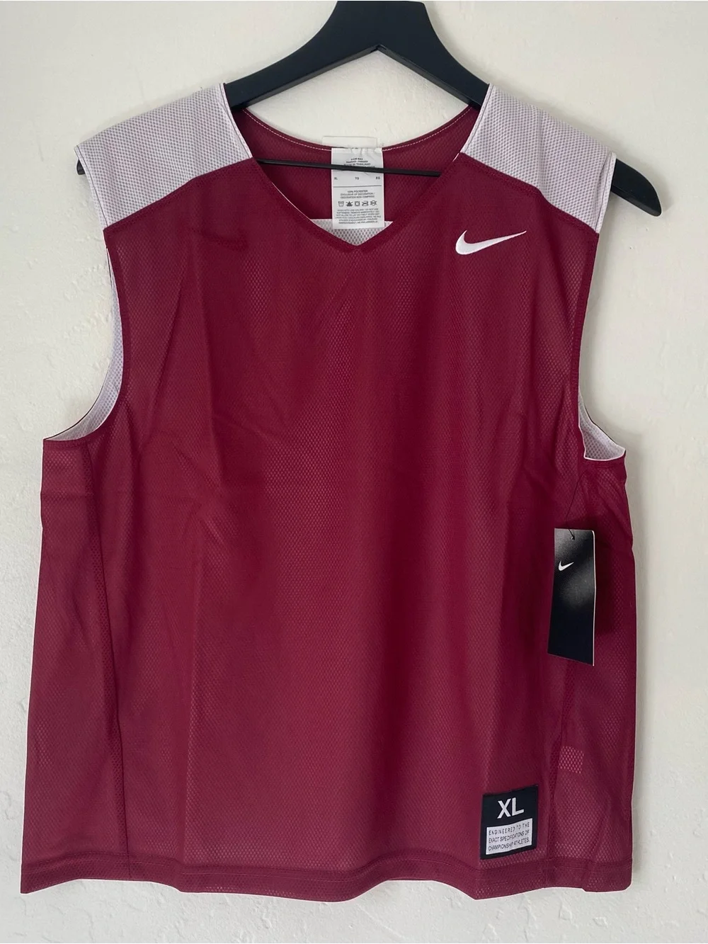 NWT Nike Revert Maroon/ White Mesh Sleeveless Jersey